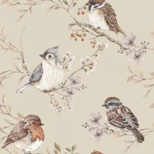 Dekornik Birds Beige Kinderzimmer Tapete