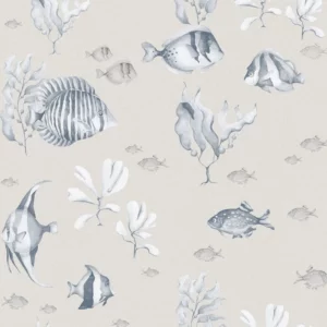 Dekornik Blue&White Beige Fish Kinderzimmer Tapete