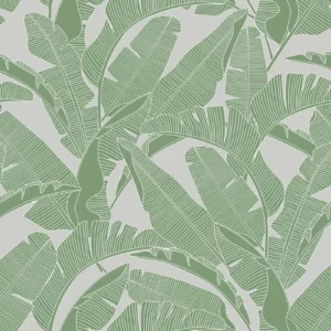 Dekornik CLASSIC big palm leaves green gray Kinderzimmer Tapete