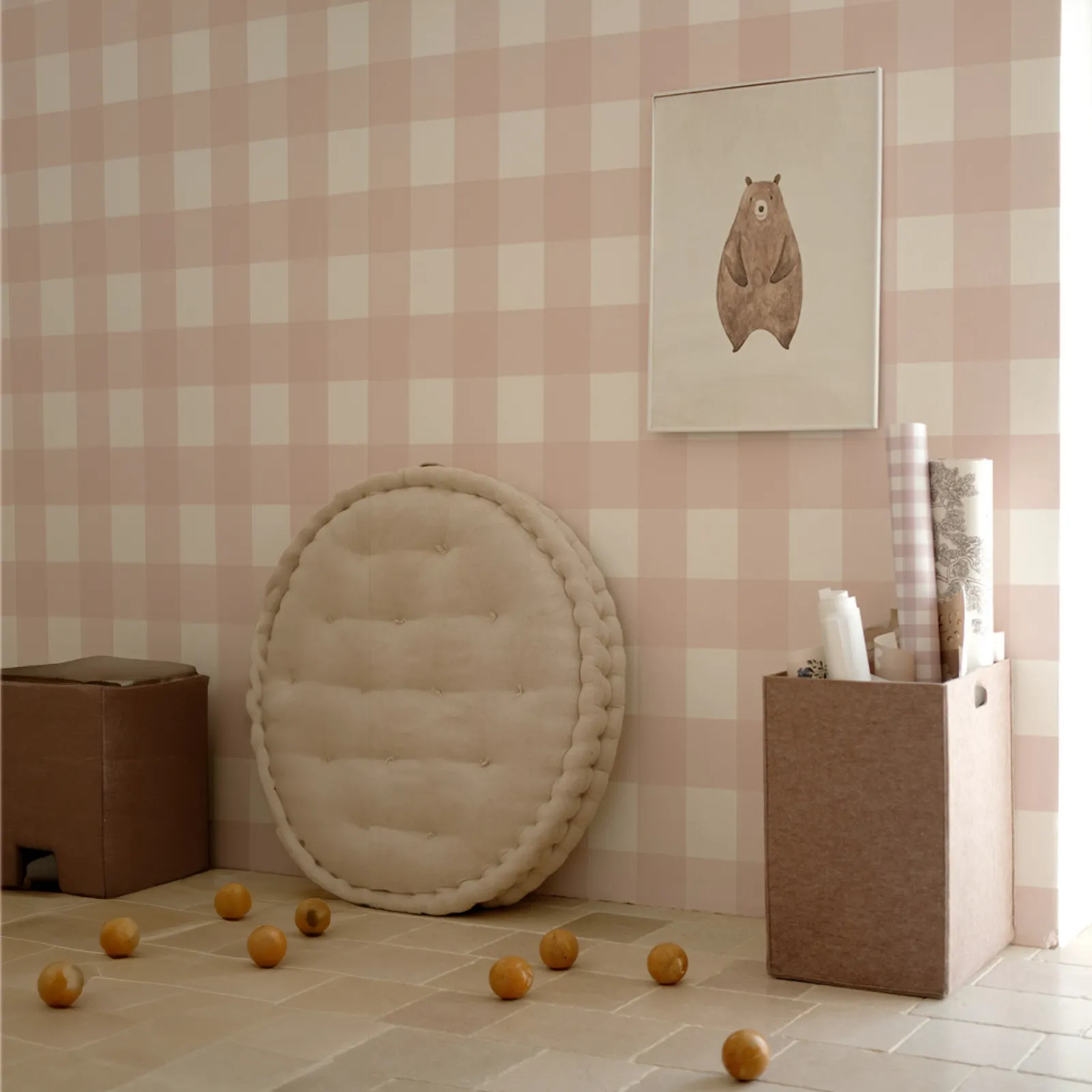 Dekornik Check Pink Kinderzimmer Tapete – Bild 2