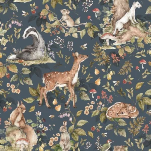Dekornik Cute forest animals Dark Kinderzimmer Tapete