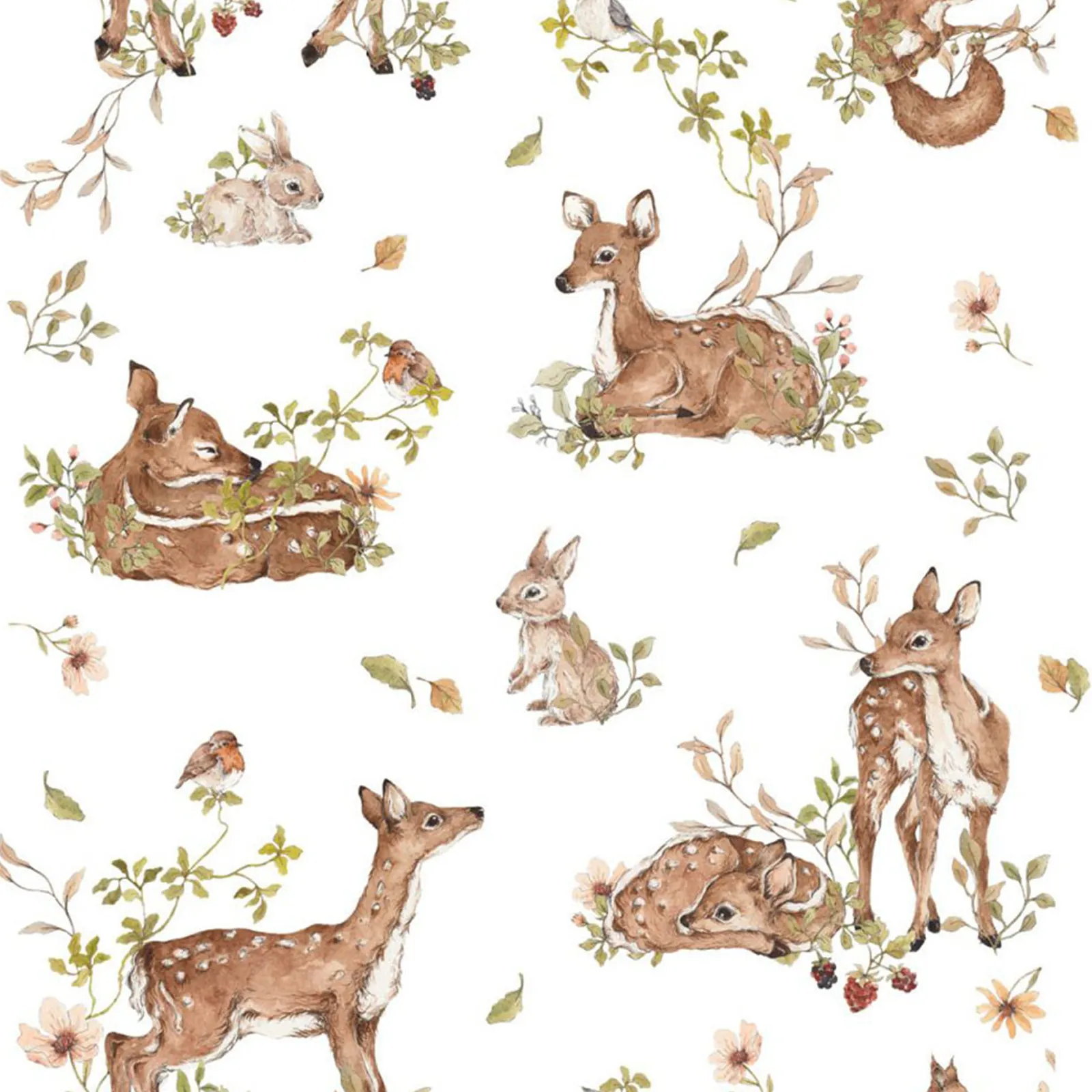 Dekornik Deer Meadow White Kinderzimmer Tapete