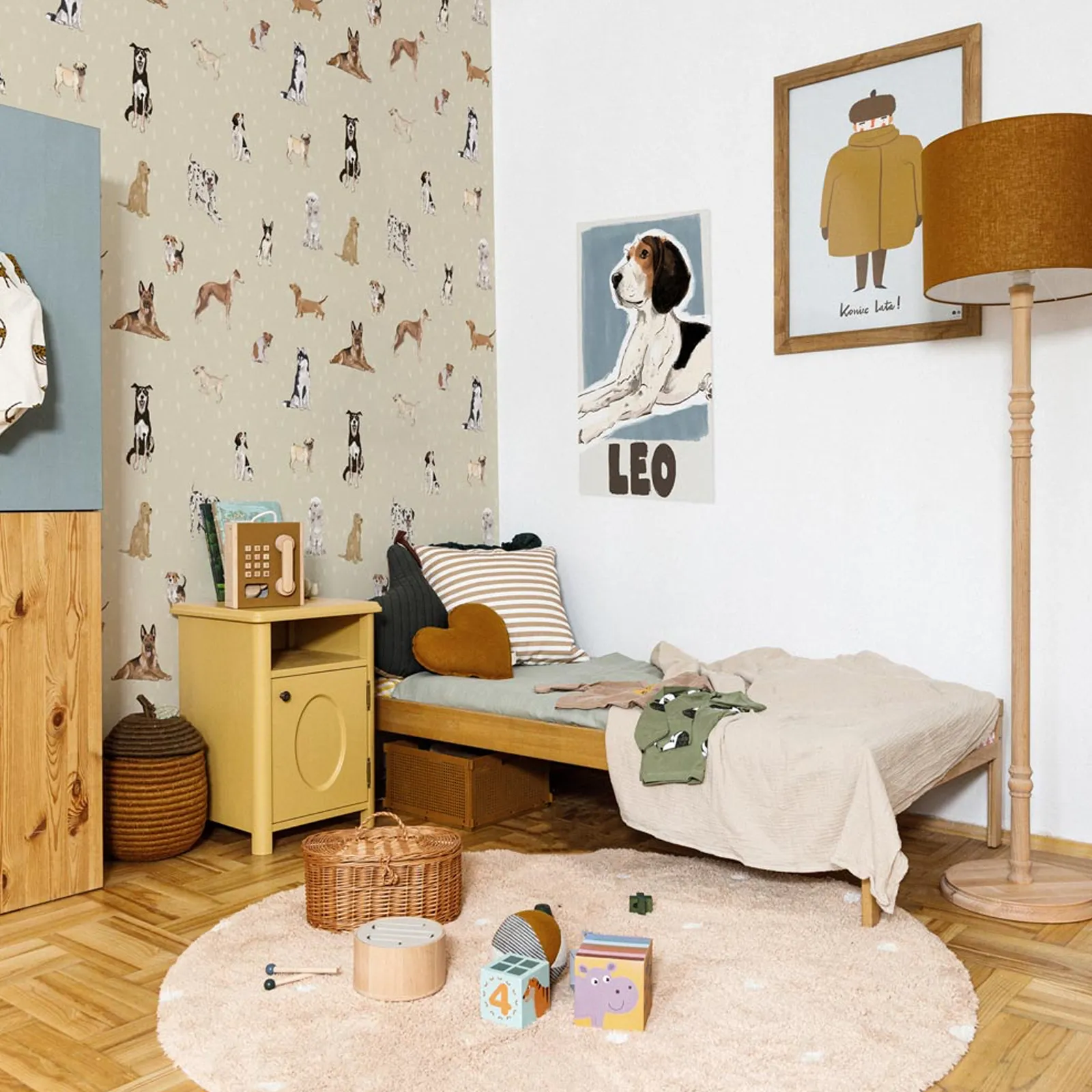 Dekornik Kinderzimmer Tapete Dogs are The Best Beige with Dots – Bild 2