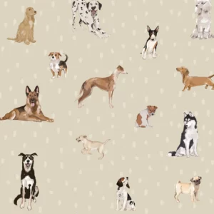 Dekornik Kinderzimmer Tapete Dogs are The Best Beige with Dots
