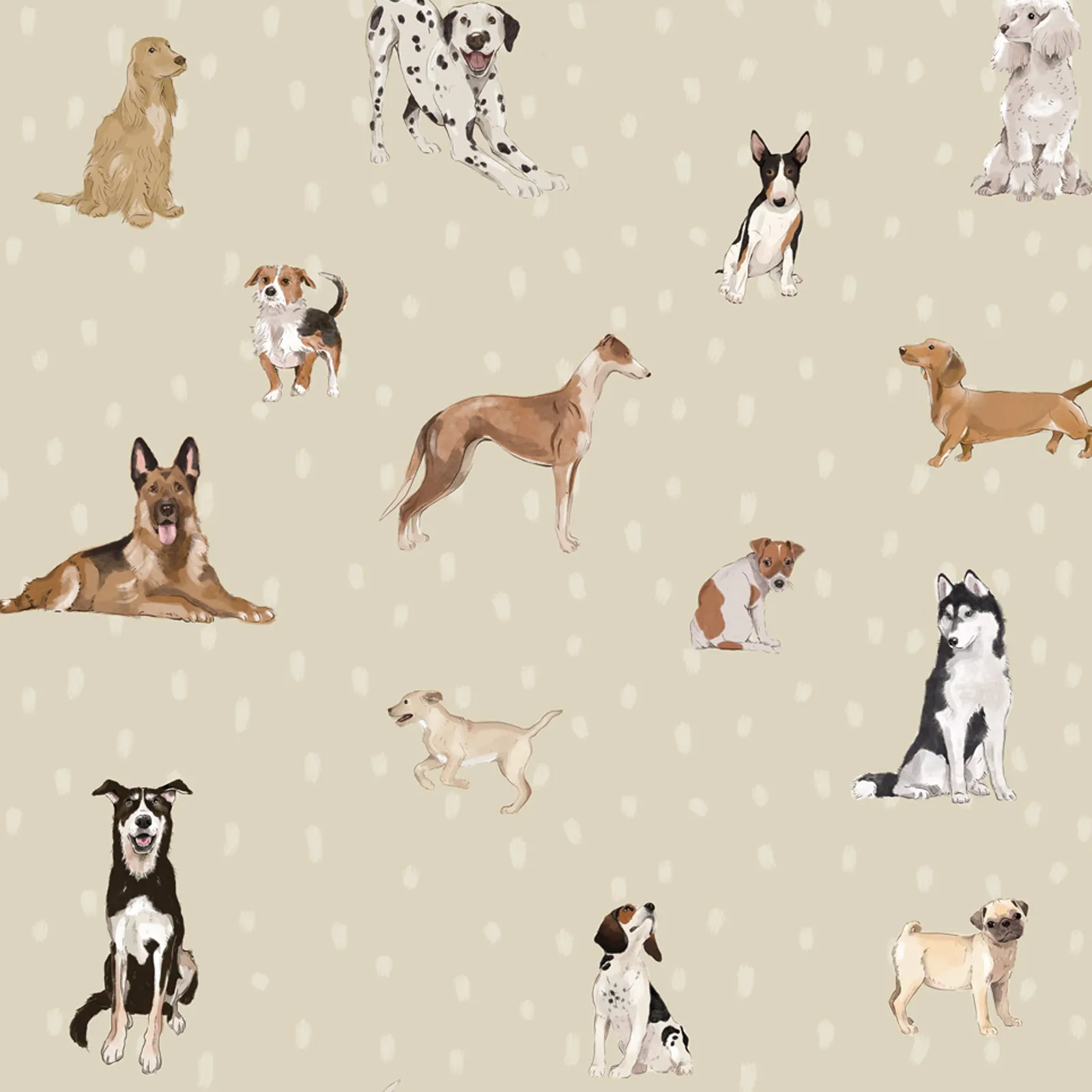 Dekornik Kinderzimmer Tapete Dogs are The Best Beige with Dots