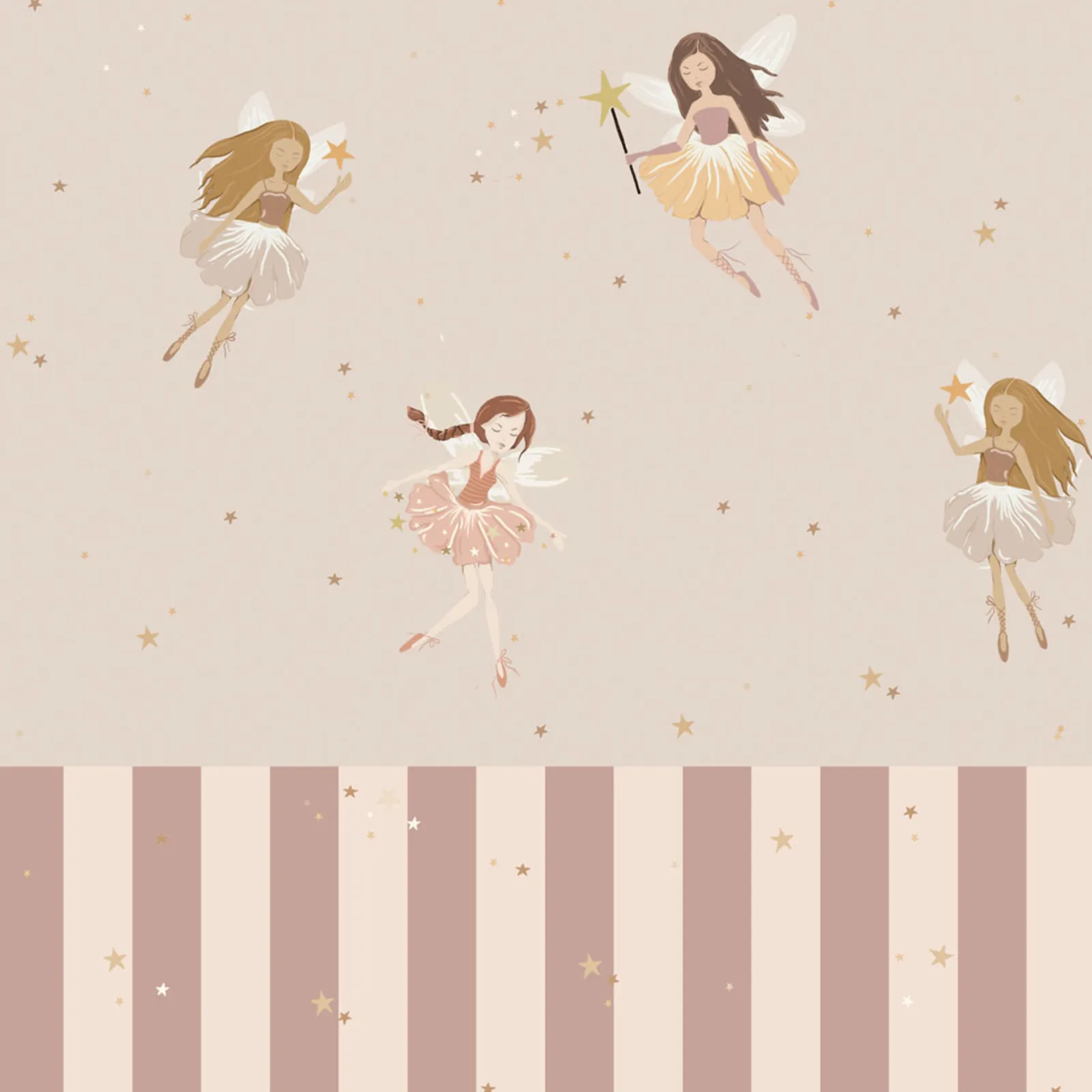 Dekornik Kinderzimmer Tapete Fairies beige and stripes