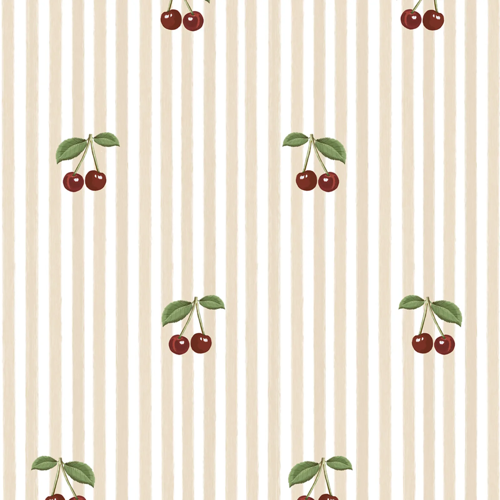 Dekornik Kinderzimmer Tapete Little Cherries on Pink Stripes