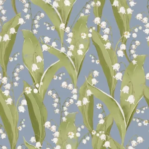 Dekornik Lily of valley blue background Kinderzimmer Tapete