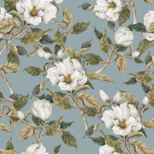 Dekornik Magnolias on the blue background Kinderzimmer Tapete