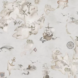 Dekornik Map Stories From The Sea Color Kinderzimmer Tapete
