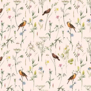 Dekornik Meadow With Birds Pastel Kinderzimmer Tapete