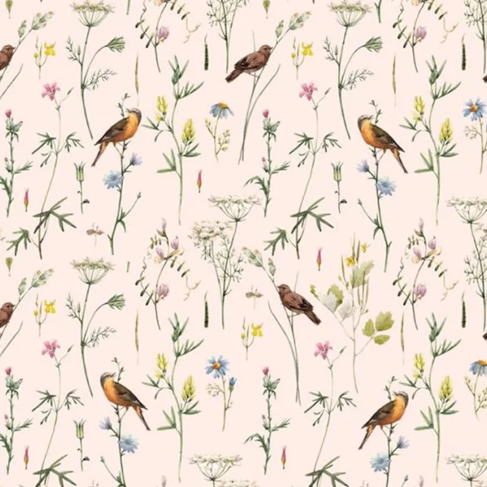 Dekornik Meadow With Birds Pastel Kinderzimmer Tapete
