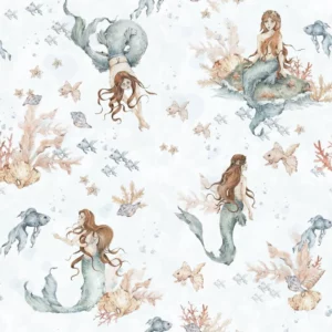 Dekornik Mermaids In Waves Light Kinderzimmer Tapete