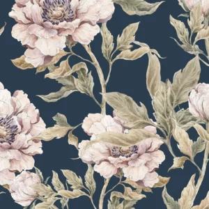 Dekornik Peonies Navy Blue Kinderzimmer Tapete