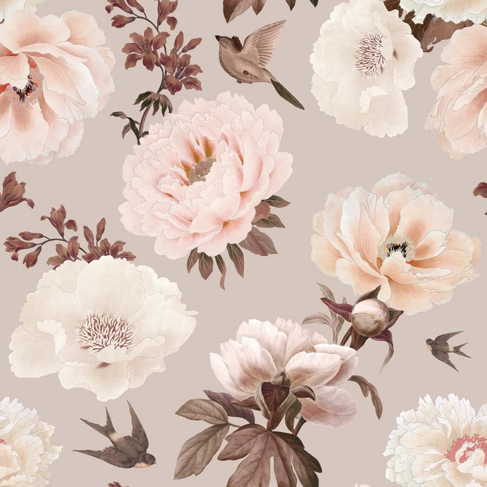 Dekornik Peonies ans birds Kinderzimmer Tapete