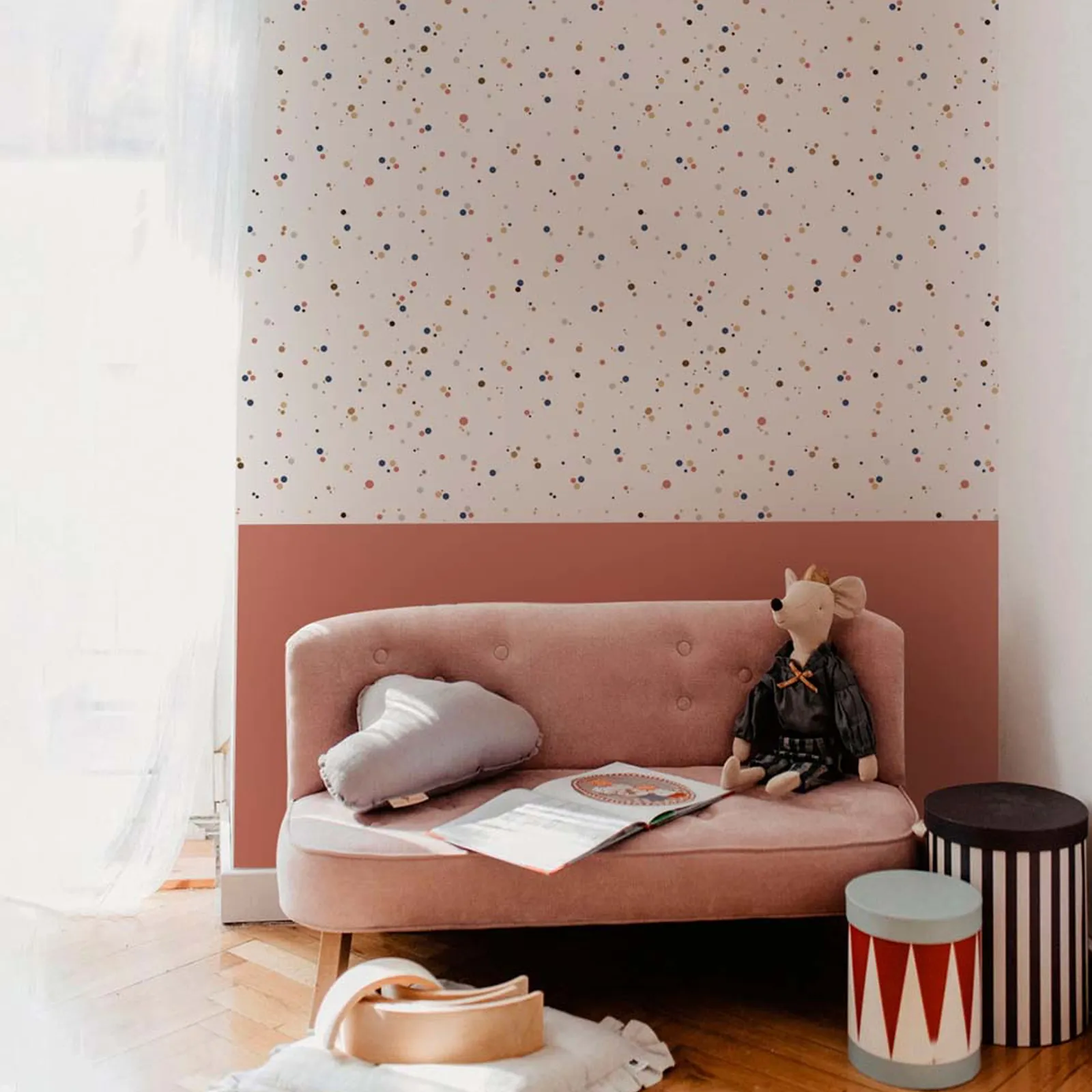 Dekornik SIMPLE dots minimini cinnamon blue Kinderzimmer Tapete – Bild 3