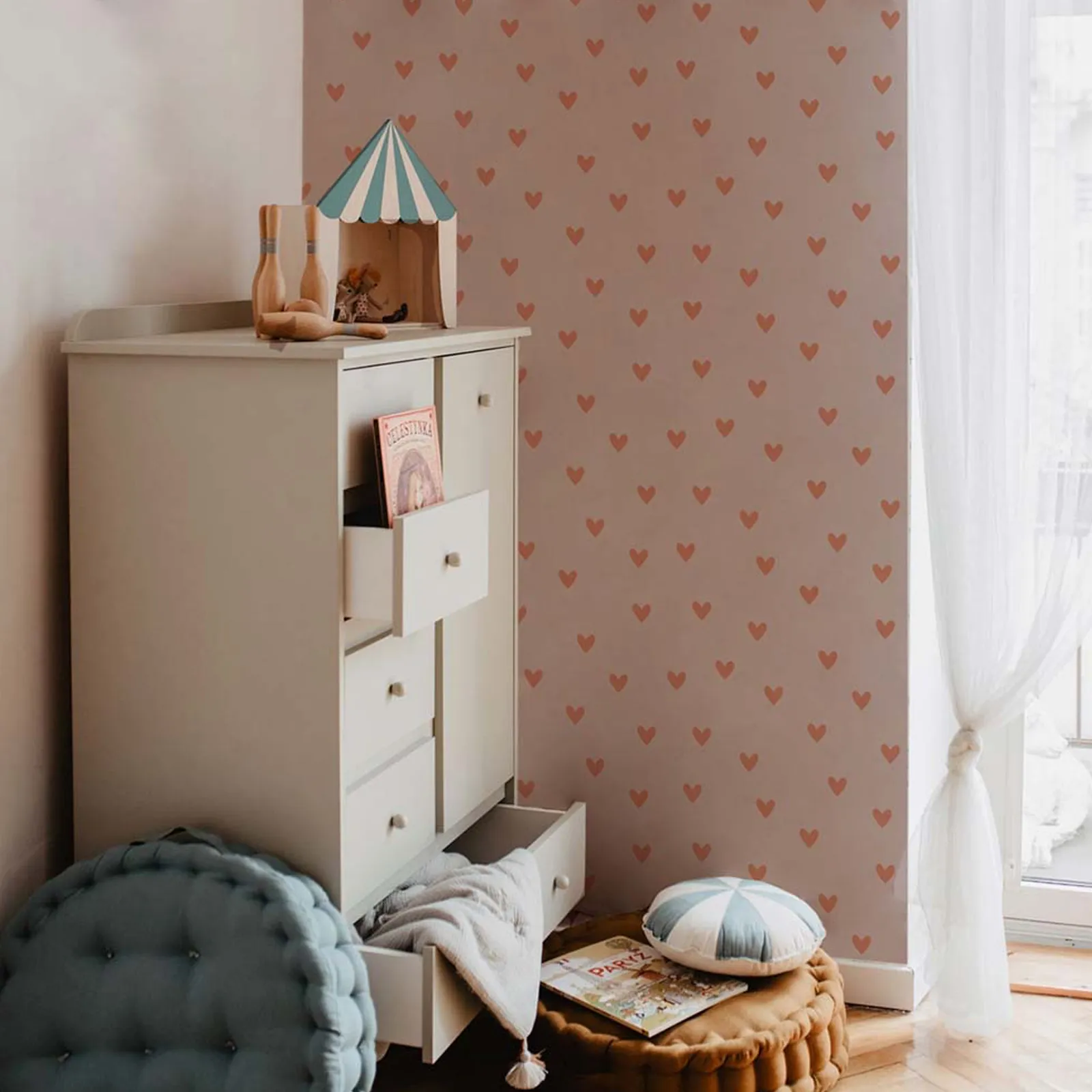 Dekornik SIMPLE hearts pink and red brick Kinderzimmer Tapete – Bild 2