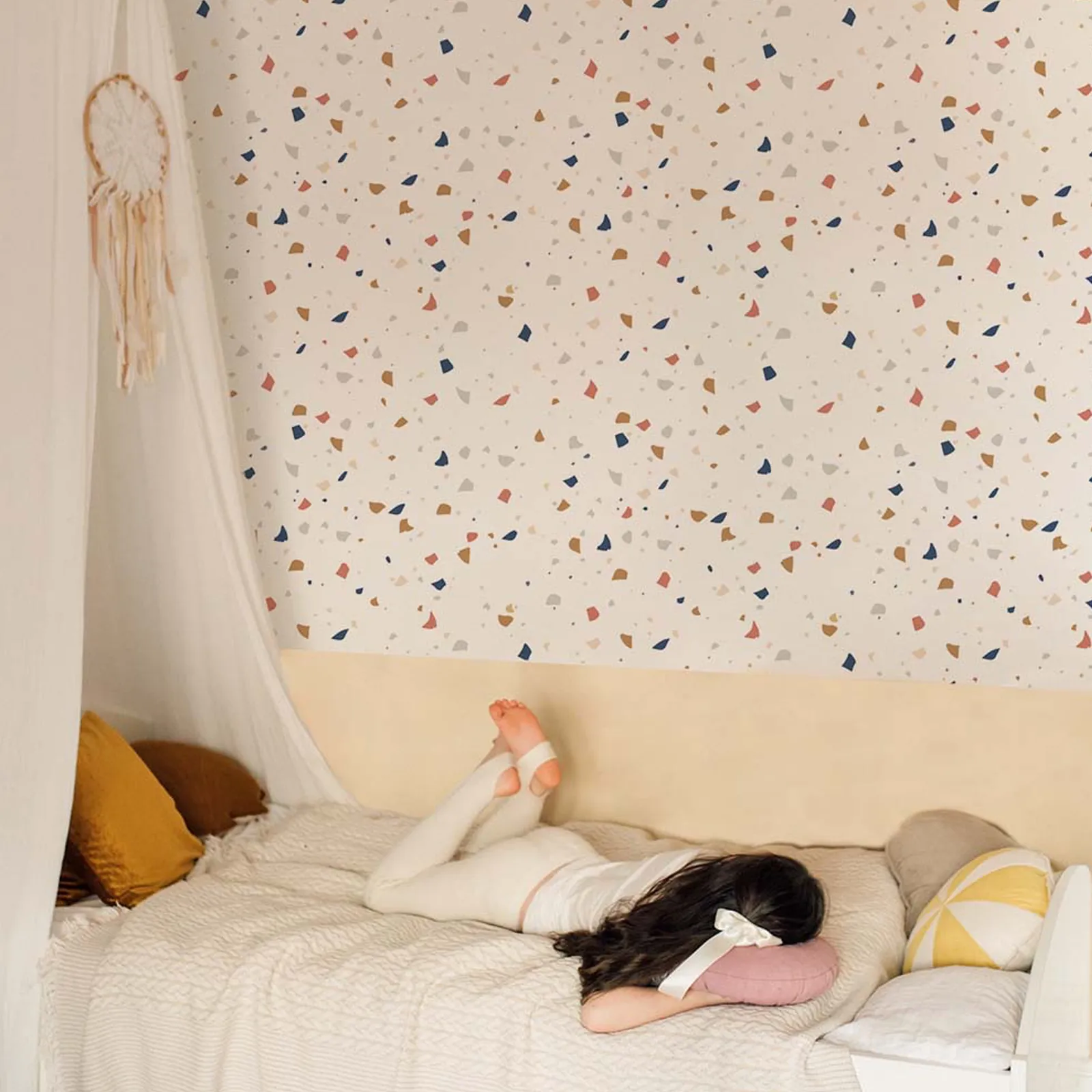 Dekornik SIMPLE terazzo white Kinderzimmer Tapete – Bild 2