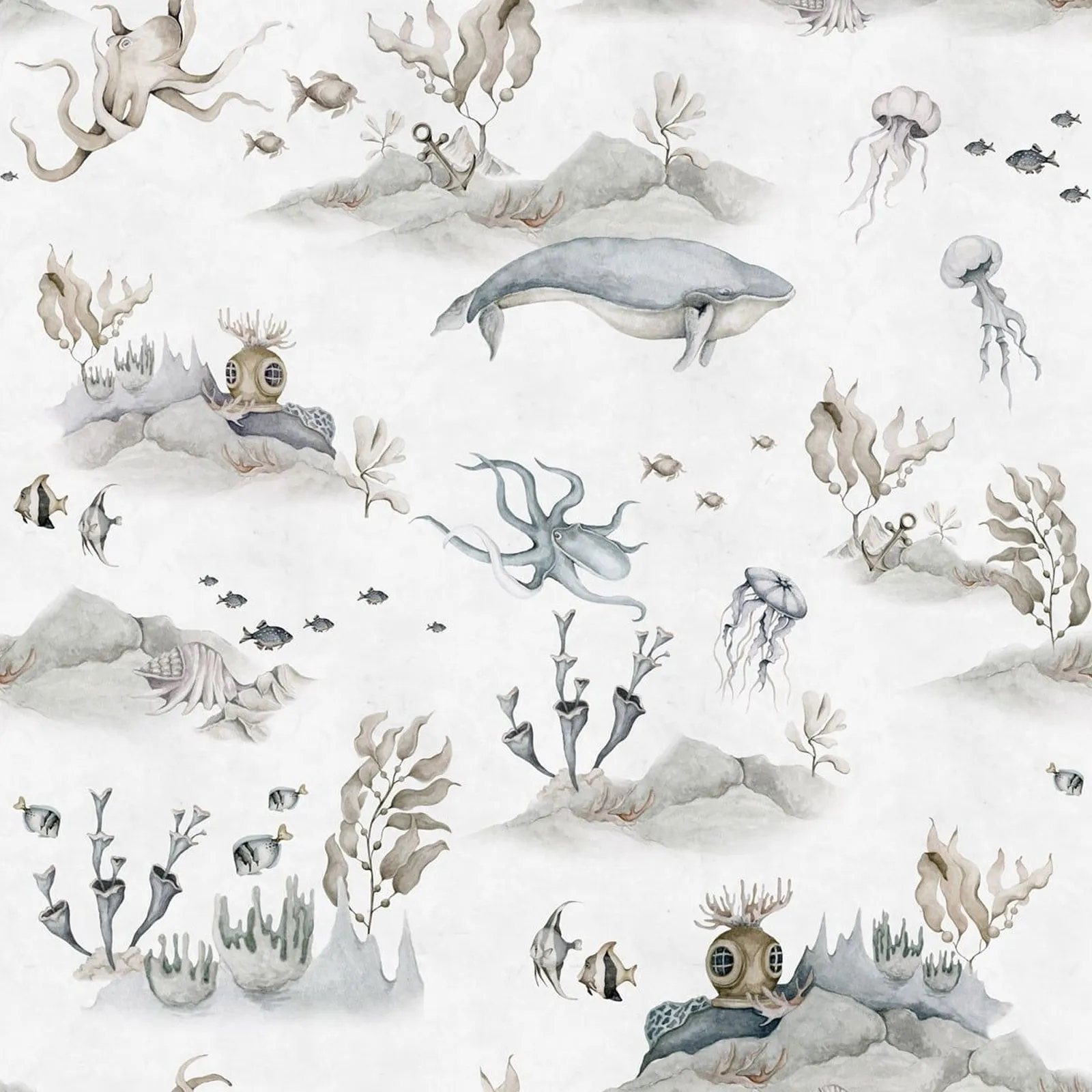 Dekornik Underwater World White Kinderzimmer Tapete