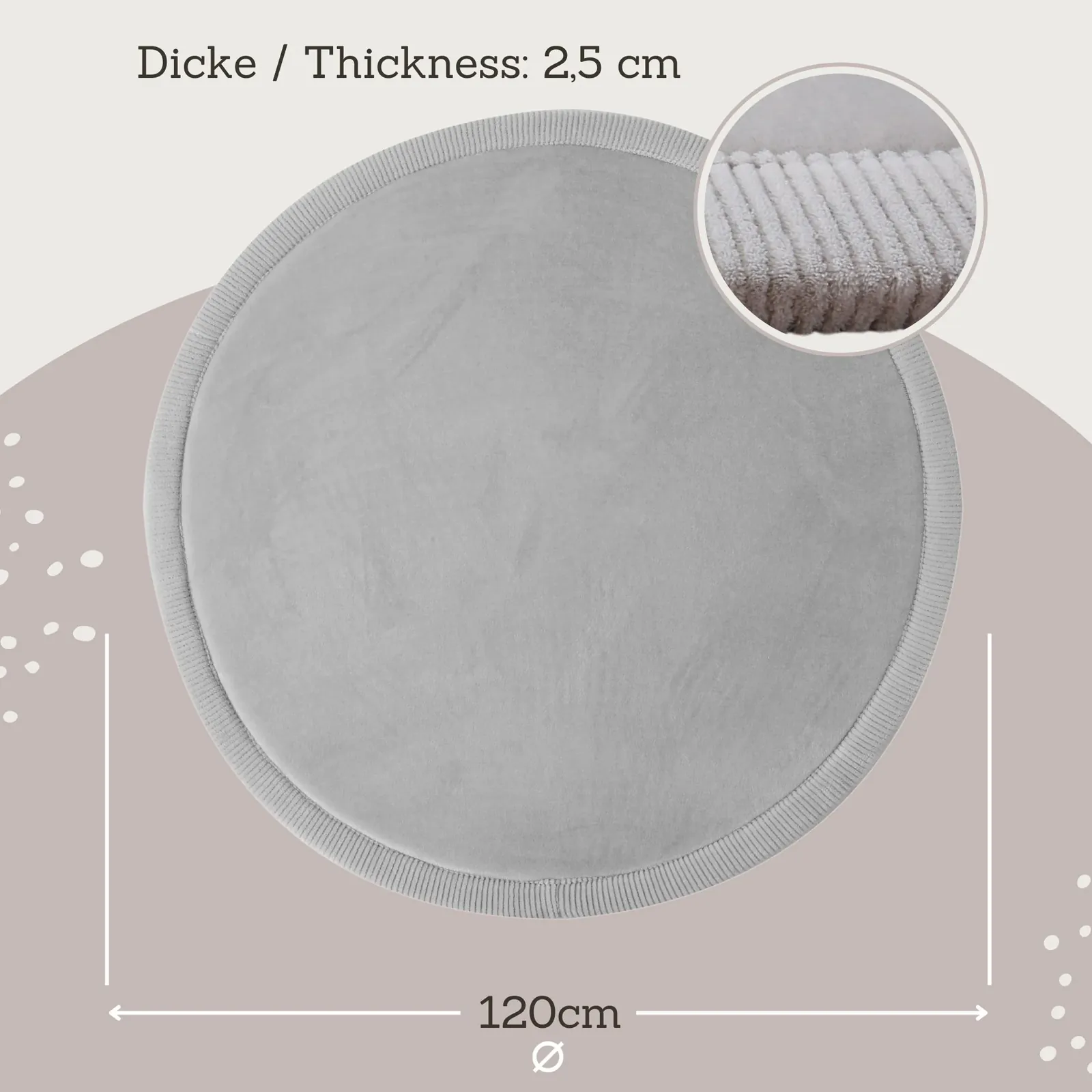 Hakuna Matte Wolkenweicher Kinderteppich rund grau – Bild 3