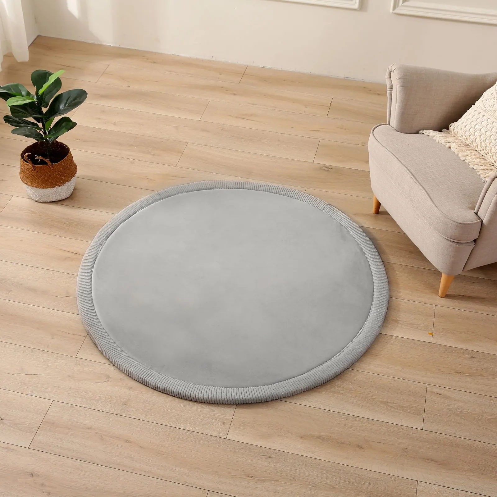 Hakuna Matte Wolkenweicher Kinderteppich rund grau – Bild 5