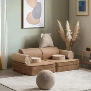 Ein gemütliches Kinderzimmer mit dem modularen Kindersofa/Spielsofa aus Cord von Wigiwama