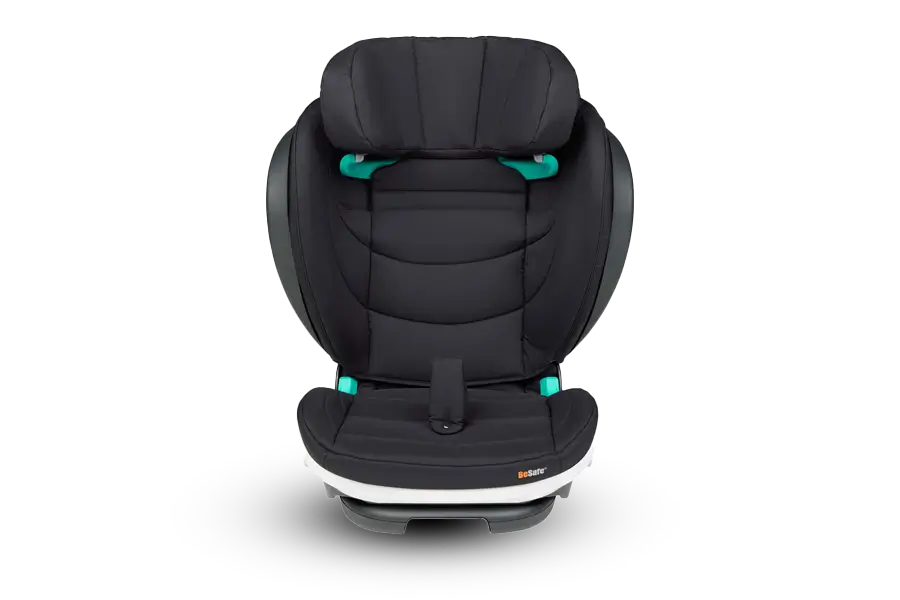 Der BeSafe Flex FIX 2-Sitzerhöhungssitz mit gepolsterter Kopfstütze.