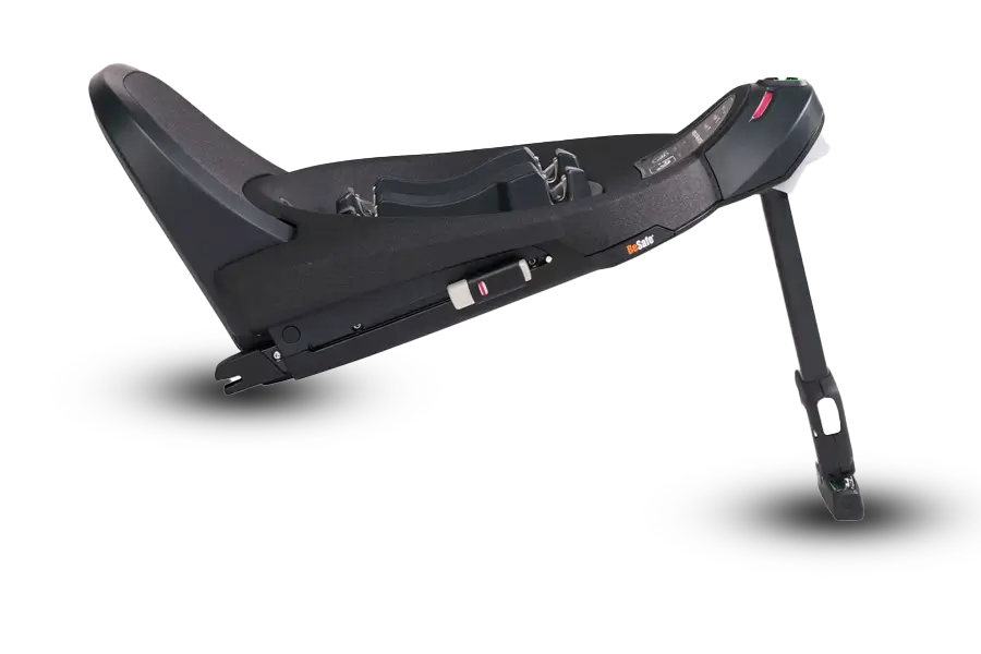 Seitenansicht der  BeSafe Beyond Base mit Pflegehinweisen